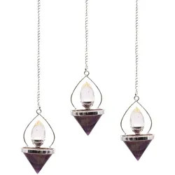 Gemstone Lantern of Life Pendulum - Amethyst & Rock Quartz