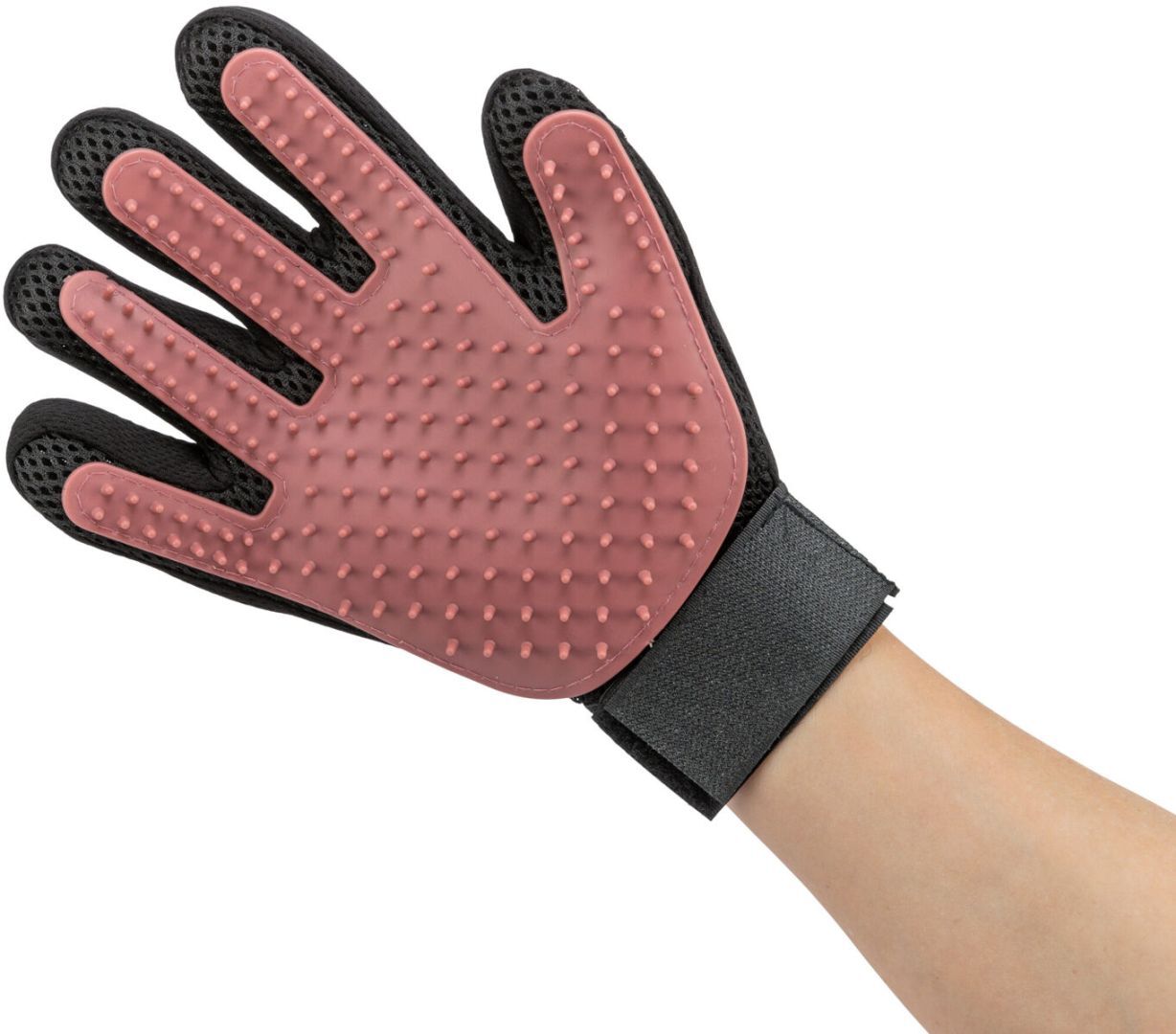 TRIXIE Fellpflege-Handschuh, Mesh-Material / TPR, 16 x 24 cm, pink / schwarz