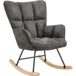 TecTake GmbH tectake Schaukelstuhl Torve, gepolstert, mit Steppmuster, Holzkufen  Chenille Anthrazit