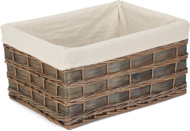 Bay Isle Home Wicker Lined Scandi Style Storage Basket Grey Scandi/White 23cm H x 47cm W x 34cm D