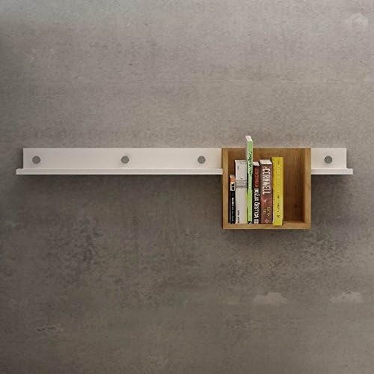 Zwevende Plank Saffier Wandrek in Wit Eikenlook