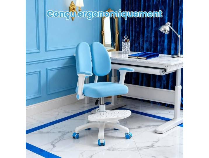 Chaise bureau ergonomique pour eleve reglable en hauteur avec dossier orthopedique pour maintenir le dos droit
