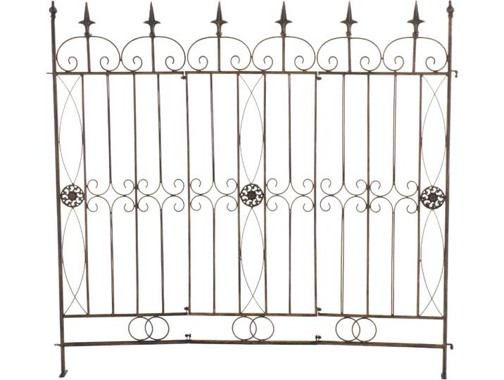 CLP Gartenzaun Mangold Eisen, modularer Steckzaun ohne Betonieren, Rankzaun im Landhausstil für Garten und Terrasse, Farbe: bronze