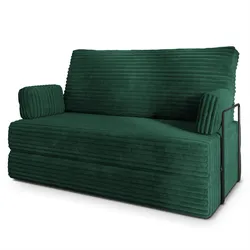 BETTSOFA LADIA aus Schaumstoff Kordstoff Grün Schlaffunktion