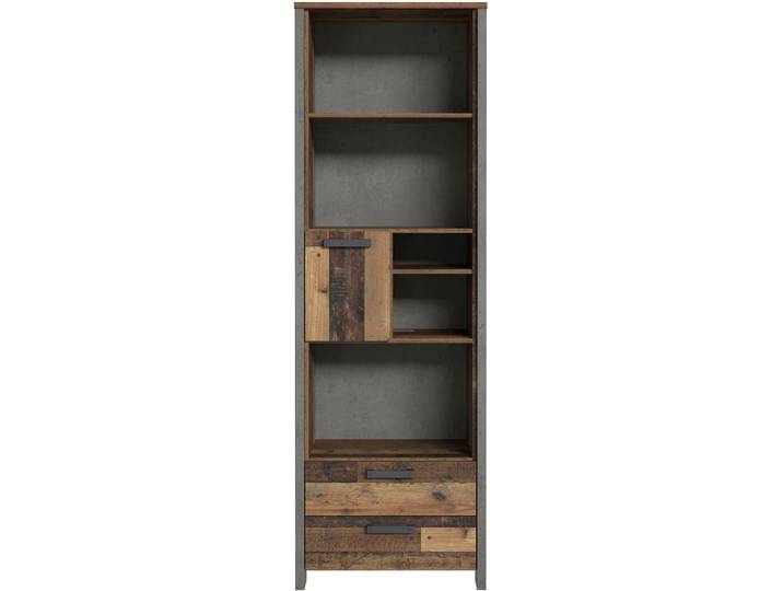 Standregal FORTE Clif , grau (betonoptik dunkelgrau, old vintage wood), B:67cm H:205cm T:42cm, Holzwerkstoff, Regale, Standregal
