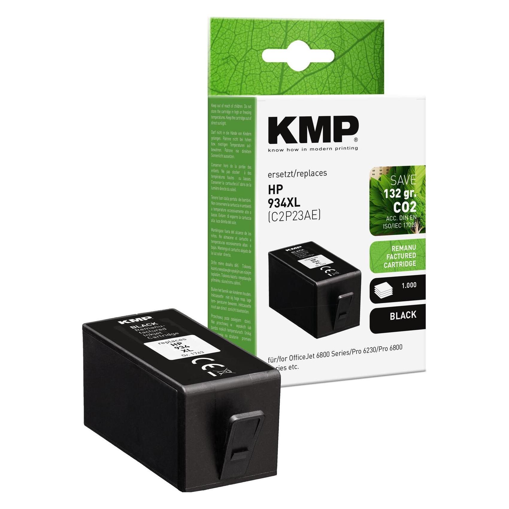 KMP schwarz Druckerpatrone kompatibel zu HP 934XL (C2P23AE) (1743,4001)