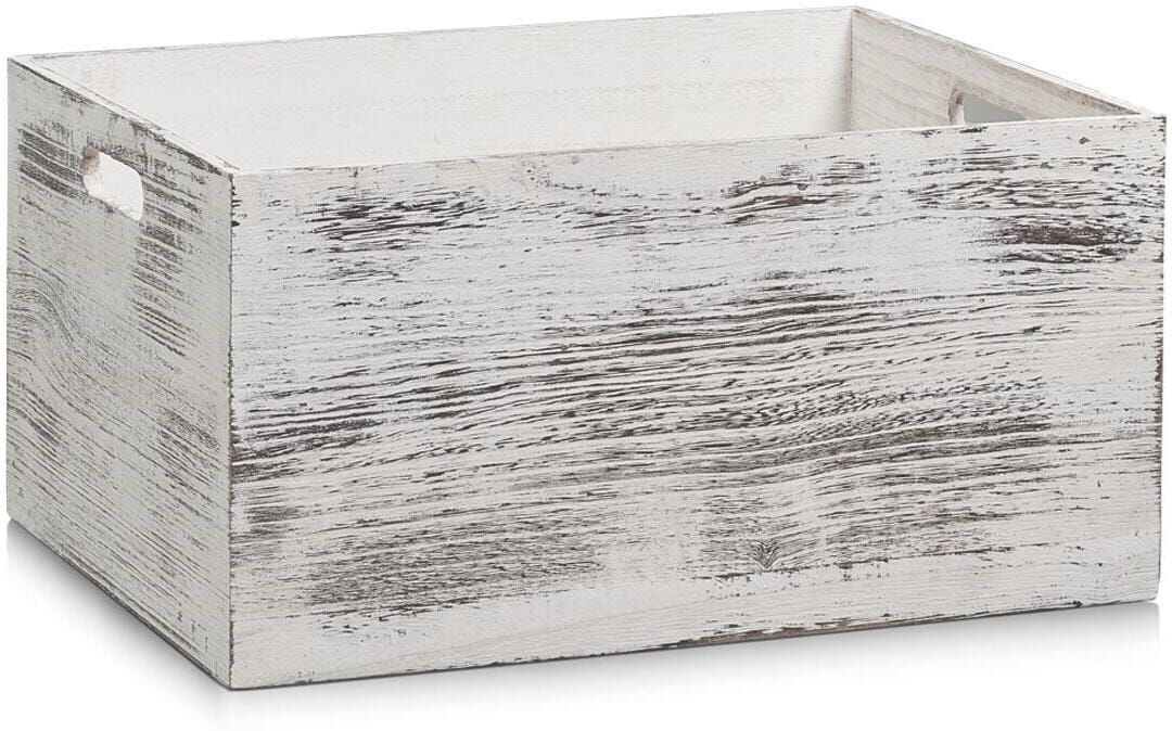 Kiste ZELLER PRESENT "Rustic", weiss (weiß), B:40cm H:20cm T:30cm, Aufbewahrungsboxen, Kiste weiß B/H/T: 40cm x 20cm x 30cm