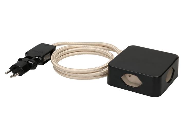 Max Hauri Steckdosenleiste Cube 4x Typ 13 schwarz / gold Sand 2m cli.