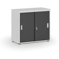 Büroschrank mit Schiebetür PRIMO WHITE, 800 x 420 x 740 mm, weiß/Graphit