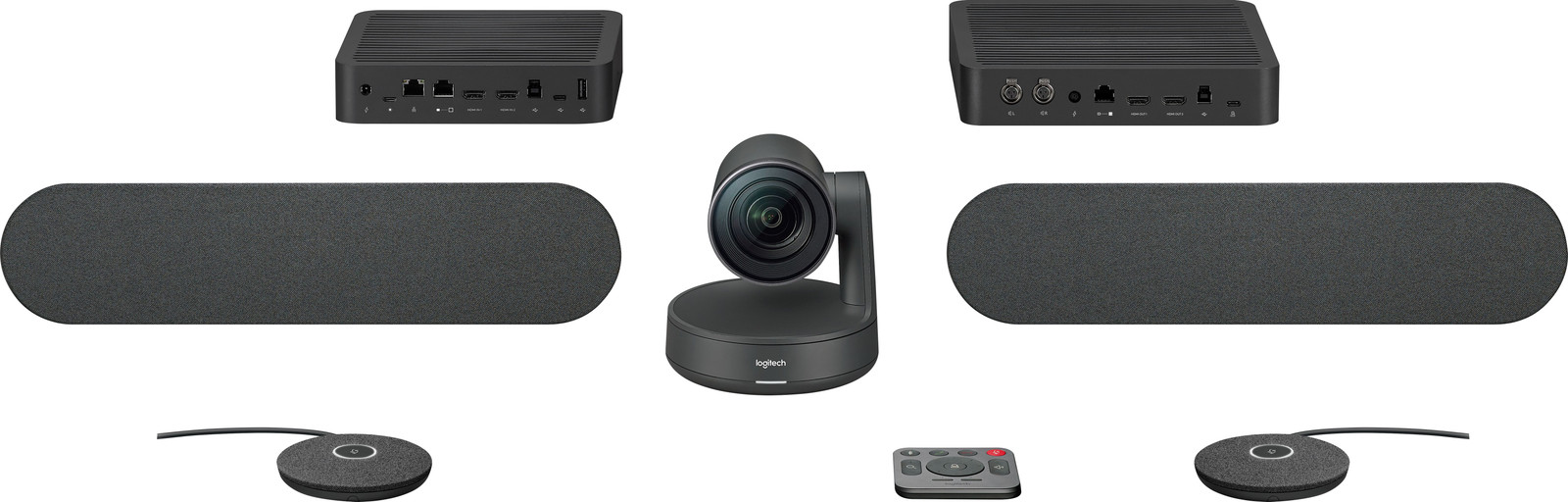 Logitech ConferenceCam Rally Plus bundel met 1 camera, 2 microfoons en 2 speakers
