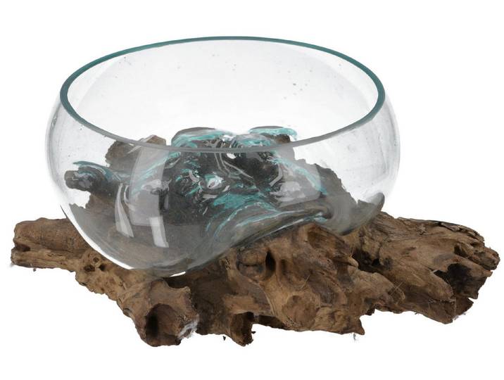 Guru-Shop Dekovase Wurzelholz Vase, Schale, Schüssel - Ø Glas 30..