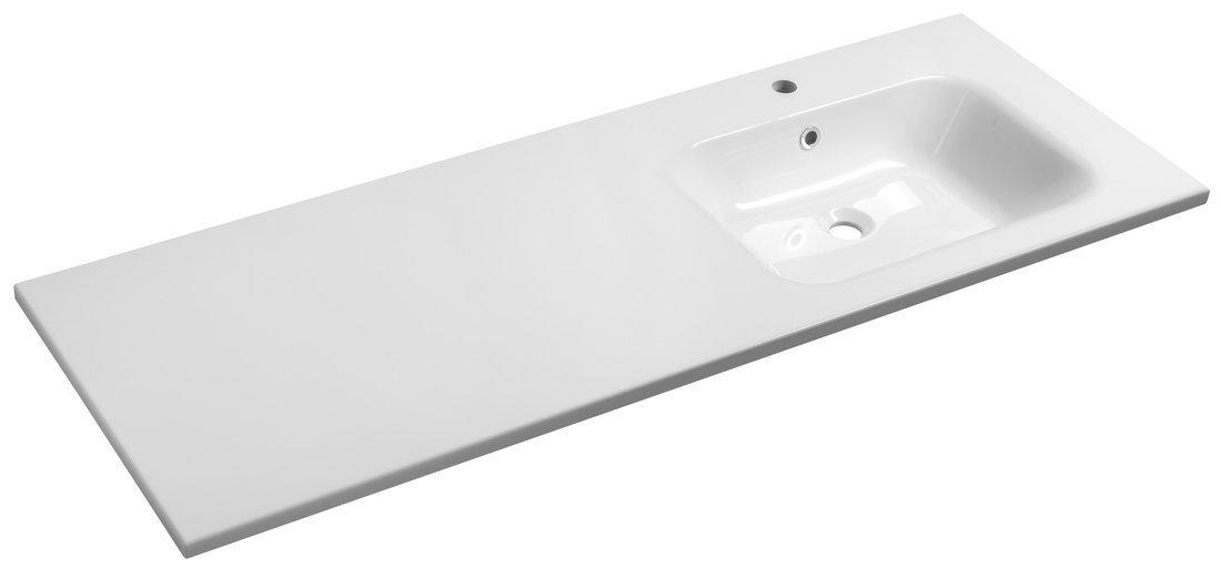 ARECA Gussmarmor-Waschtisch 141x51,5cm, rechts, weiß