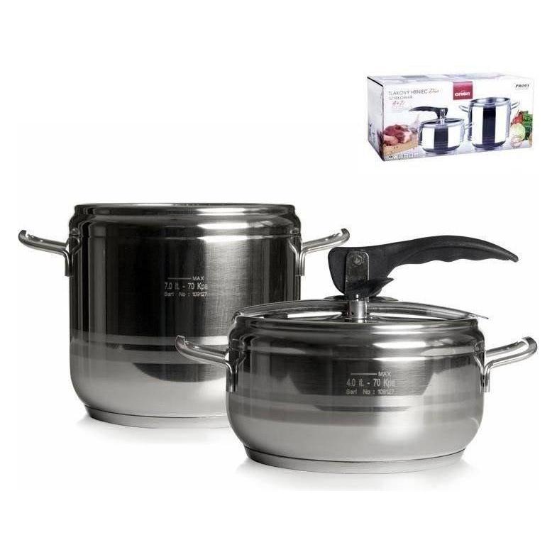 Profi Schnellkochtopf-Set für Gas, Induktion und Edelstahl, druckfest, robust - ORION 4 l + 7 l (Dampfkochtopf, Edelstahl) (40949117)