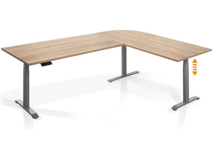 OFFICE ONE elektrisch höhenverstellbarer Eckschreibtisch mit