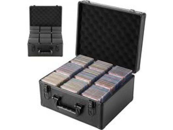 VEVOR Kartenaufbewahrungsbox für 180 PSA-Slab-Karten Schwarze Sammelkartenbox Geeignet für 120 SGC, 100 BGS, 520 Toploader oder über 999 Lose Karten, mit 3 Reihen, 12 Trennfächern & Schlüsseln