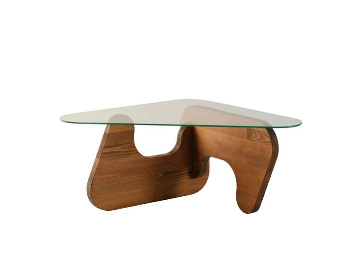 Table basse design bois/métal - plateau triangle