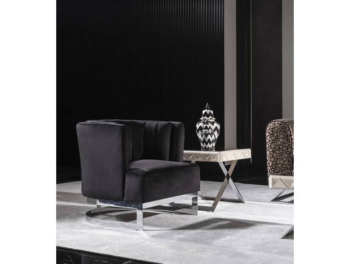 Xlmoebel Sessel XLMOEBEL Holz-Textil Sessel mit schwarzem Metallrahmen (1-St., Sessel), Made in Europa