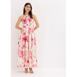 bonprix Neckholder-Kleid aus strukturiertem Crepe, weiß, Gr.42, Romantisch und feminin: Maxikleid aus strukturiertem Crepe mit Neckholder und drapiertem Tailleneinsatz