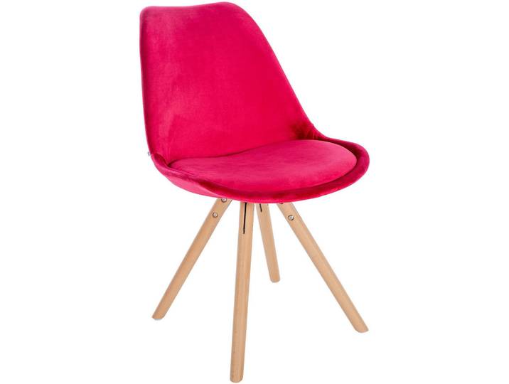 CLP Stuhl Samt Rot, Holz, 48x81x54 cm, Esszimmer, Stuhl