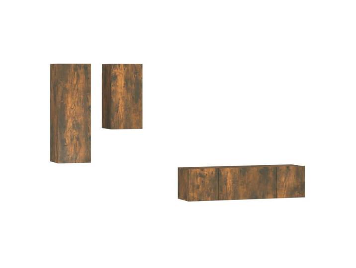 vidaXL TV-Schrank 4-tlg. TV-Schrank-Set Räuchereiche Holzwerkstoff (4-St)
