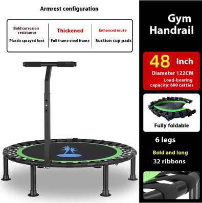 Inspire Picks Home Fitness Trampoline Indoor Jumping Bed For Kids And Adults 48inch folding Armre