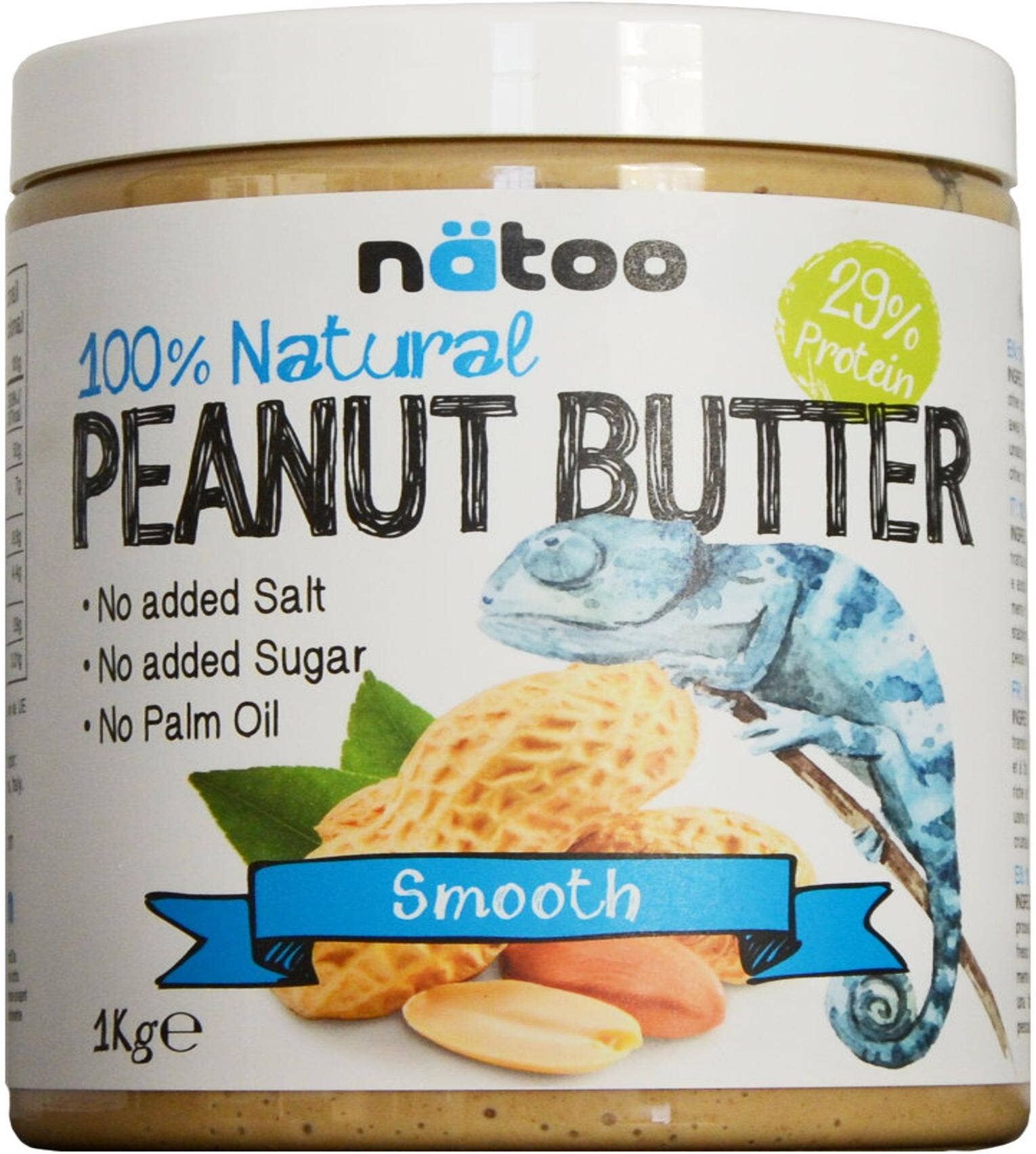 NATOO 100% Natural Peanut Butter Smooth 1000 Grammi 