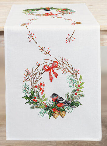 Stickläufer "Dompfaff Winter"