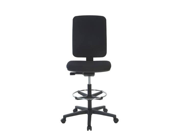 Siège haut Work Up Office tissu M1 noir hauteur réglable - dossier repose-pieds roulettes