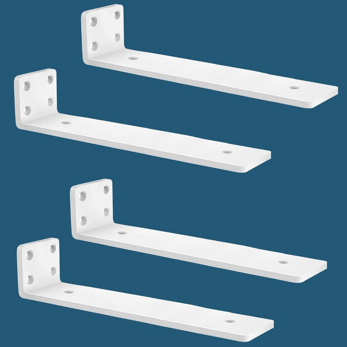 4-delige Plankdrager Set Wit - Stalen Ondersteuning voor Industriële Planken - 30 cm