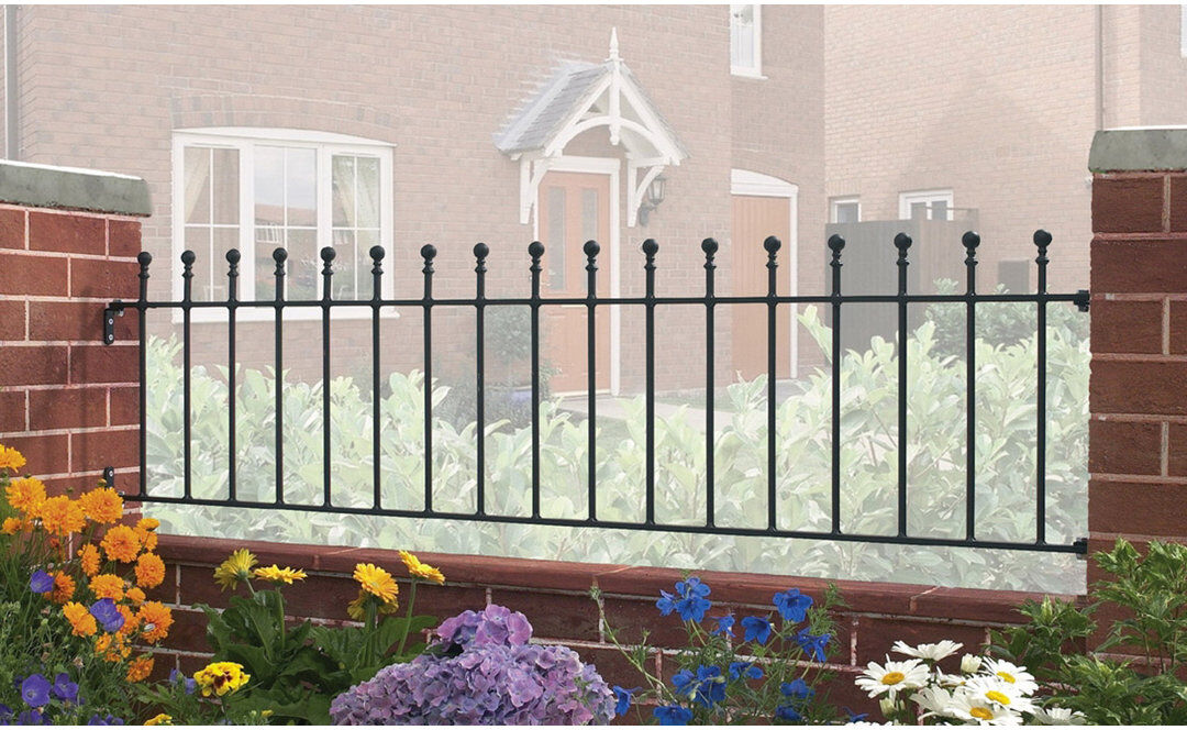 Rosalind Wheeler Begonia Ball Top Metal Railing Panel Fits 183cm GAP Black 2.5cm D