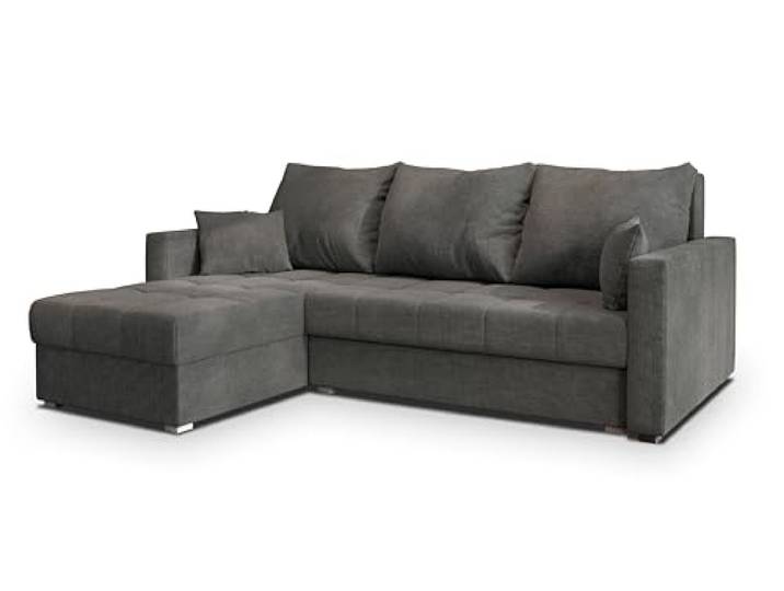 Masseno Ecksofa NIDA mit Schlaffunktion L-Form, Sofa mit Bettkasten, Wohnzimmersofa, Couch, Soffa, Bettsofa, Couchgarnitur- Grau, INARI 96