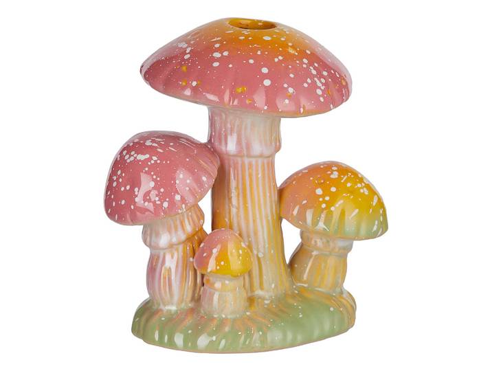 Vase Pilze 10 x 15 x 13cm Pink/Pink/Gelb