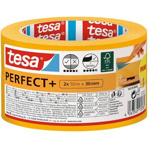 Tesa Kreppband 56539, Perfect+, 30mm x 50m, für Innen, 2 Rollen