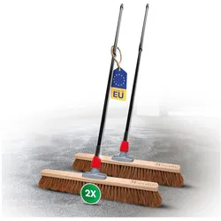 Novaliv 2X Kokosbesen 60 cm mit Teleskopstiel Kokosborsten Besen Naturborsten Werkstattbesen mit Stiel Hallenbesen Industriebesen Hausbesen Kehrbesen Malerbesen Haarbesen Terassenbesen Besen weich