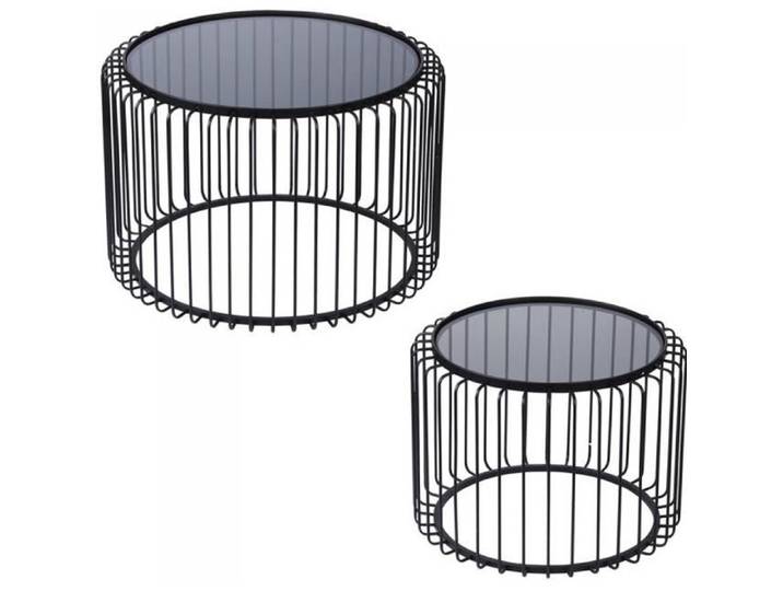 Set de 2 tables basses rondes métal noir et verre - Table Passion