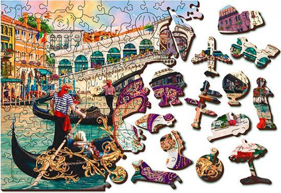 Wooden City 2in1 Houten Legpuzzel Venice Carnival B/D/H: 37,5 x 25,4 cm