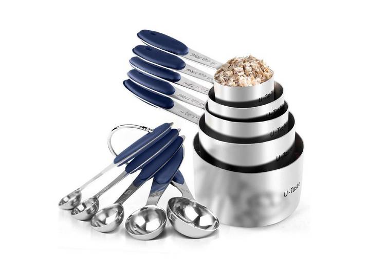 LuxusKollektion Messbecher Messbecher & Löffel Set 10tlg. Midnightblau, Metall, (10-St)