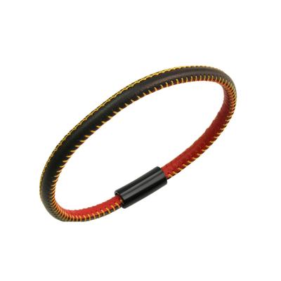 Armband ZEEME "echt Leder mit Deutschland-Farben 19cm", bunt (mehrfarbig), Armbänder, Damen, 19cm, Edelstahl, Armband