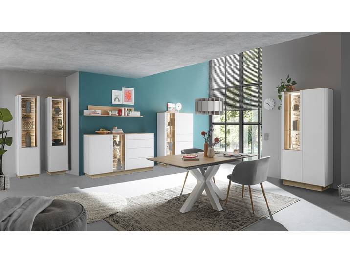 Vitrine 42 x 186 x 42cm Blanc/Blanc Socle