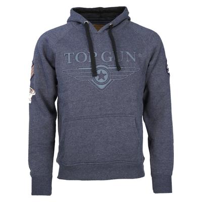 Kapuzenpullover TOP GUN "Simulator TG20191025", Herren, Gr. 50 (M), blau (dunkelblau), Obermaterial: 50% Baumwolle . 50% Polyester, Rundhals, Pullover Kapuzenpullover