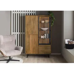 Vitrine Mango / Altholz 110x47x182 schwarz / natur lackiert DAVIS #31