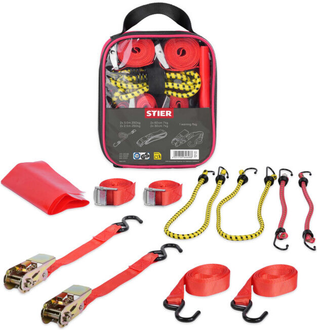 STIER Set de sangles d'arrimage 9 pièces, certifié TÜV/GS selon DIN EN 12195-2 (907585)