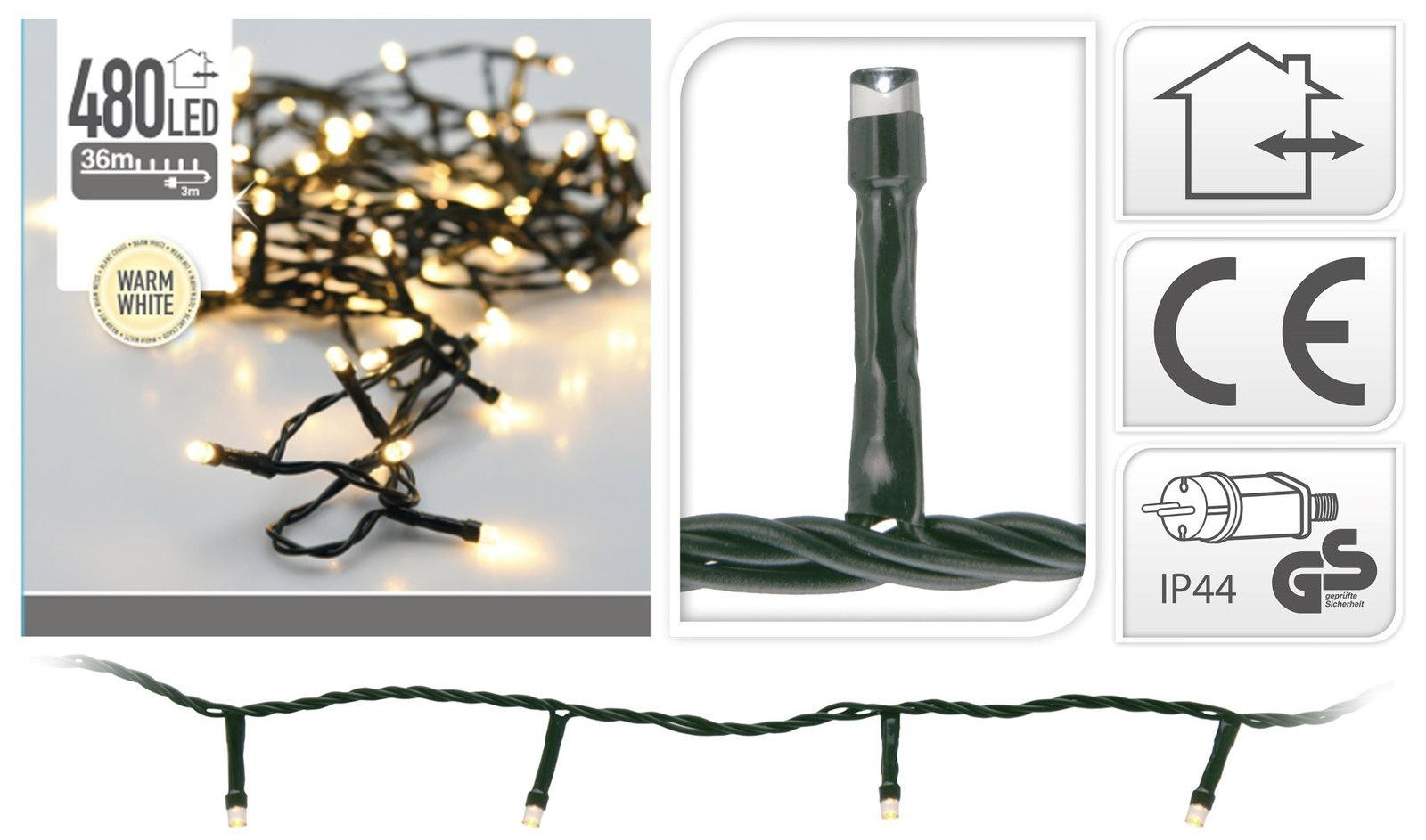Nampook Kerst Ledverlichting 480 LED warm wit 36 meter buiten