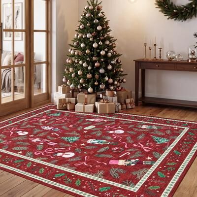 Garvee Washable Christmas Nutcracker Area Rug