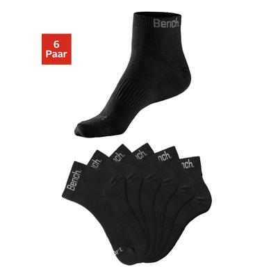 Sportsocken BENCH., Damen, Gr. 43-46, schwarz (6x schwarz), Baumwollmischung, unifarben, elastisch, Socken Sportsocken, mit antibakterieller Feuchtigkeitsregulierung