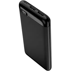 Setty 10.000mAh Batterie mit 2 USB-Ports + LED-Anzeige (10000 mAh), Powerbank, Schwarz