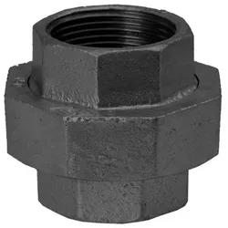 Hermann Schmidt Temperguss Verschraubung DN 25, 1" konisch dichtend, Innengewinde, schwarz