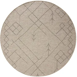 benuta Nest In- & Outdoor-Teppich Naoto Beige ø 200 cm - Teppich für Balkon, Terrasse & Garten