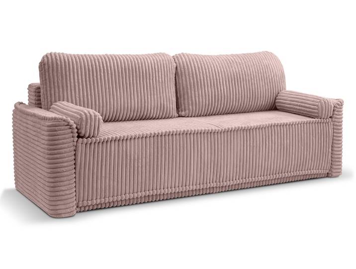 Schlafsofa 3-Sitzer Grubs , 225cm , Cord , rosa