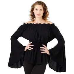 Off-Shoulder-Bluse für Damen, schwarz